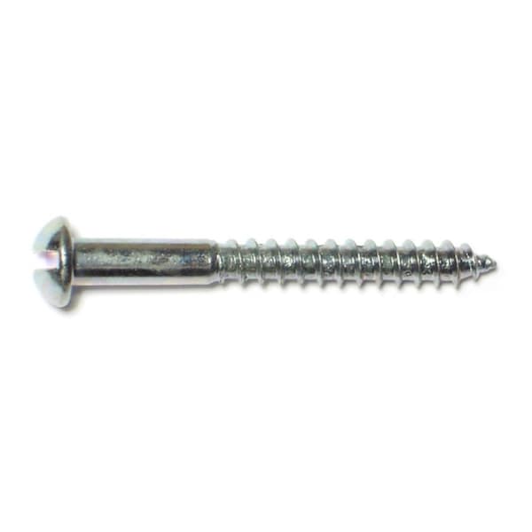 Midwest Fastener Wood Screw, #8, 1-1/2 in, Zinc Plated Steel Round Head Slotted Drive, 30 PK 61686 - main